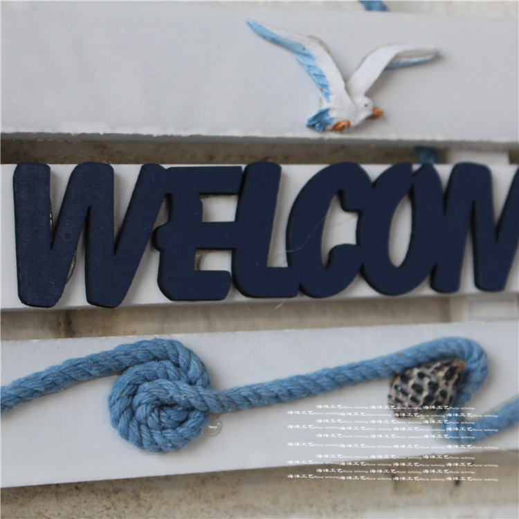 地中海欢迎牌 海洋装饰 舵手海锚挂牌 木制WELCOME牌 照片墙挂牌-阿里巴巴