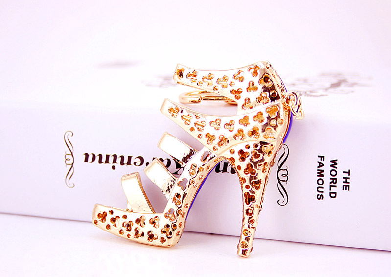 60g Weight Alloy, Metal Material Constellation Pattern Unisex Gender Rose Red, Red, Blue, Black Color Creative Cute Diamond-studded Ladies Oversized High Heels Keychain 14
