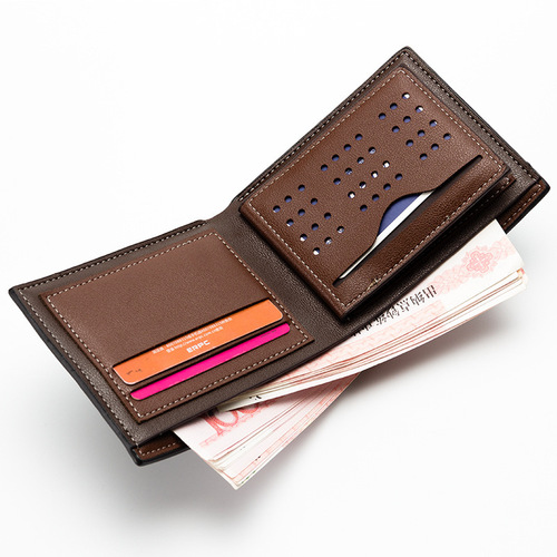 baellerry cross-border new men's wallet European and American short wallet horizontal style bark pattern leather wallet wholesale