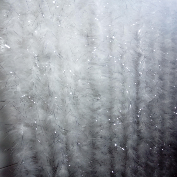 厂家批发羽毛条2米加银丝火鸡毛平板全绒条婚庆装饰毛条制衣围边