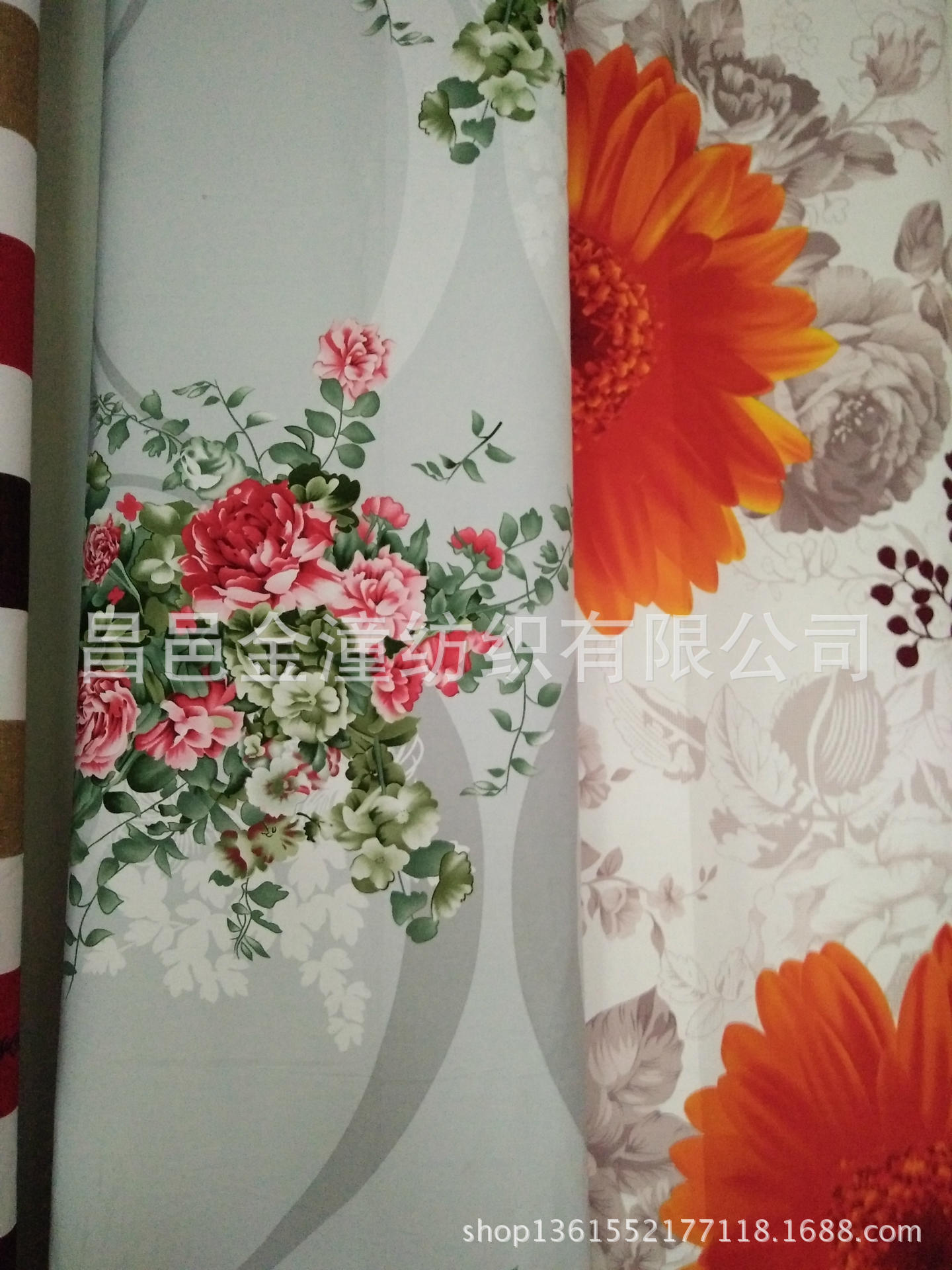 床品印花布斜纹3D分散印 70g涂料印 全涤磨毛布 110g大花ab版平网