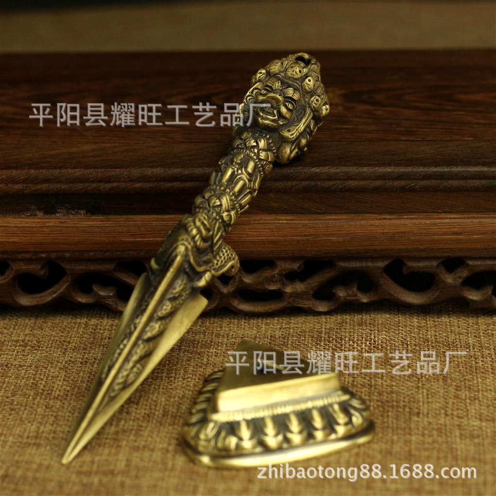 法器 青铜金刚杵金刚橛降魔杵镀铜普巴杵大号带底座-阿里巴巴