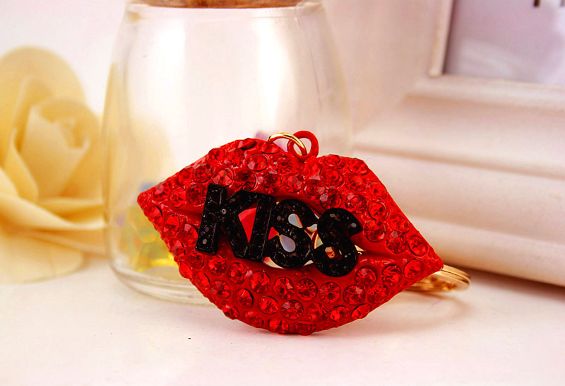 45g Weight Alloy, Metal Material Cartoon Pattern Unisex Gender Red, Black Color Korean Fashion Exquisite Sexy Red Lips Key Chain Pendant 6