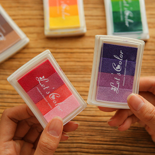 Stamp Companion Cute Gradient Color Ink Pad, Special for Handbook DIY, 4 Color Gradient Ink, 6 Colors Available