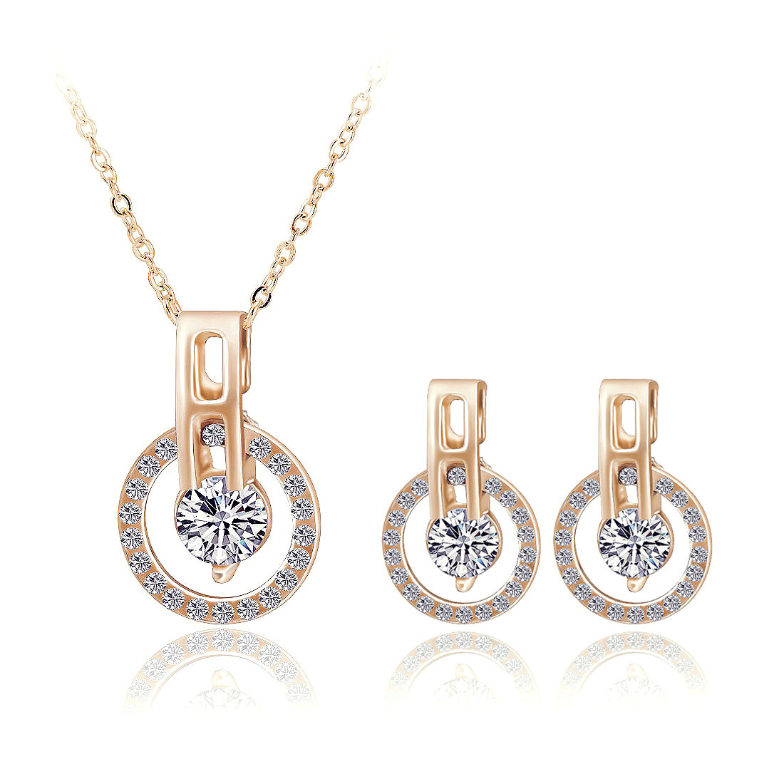 Wholesale Full Diamond Star Necklace Earrings Set High Quality Zircon