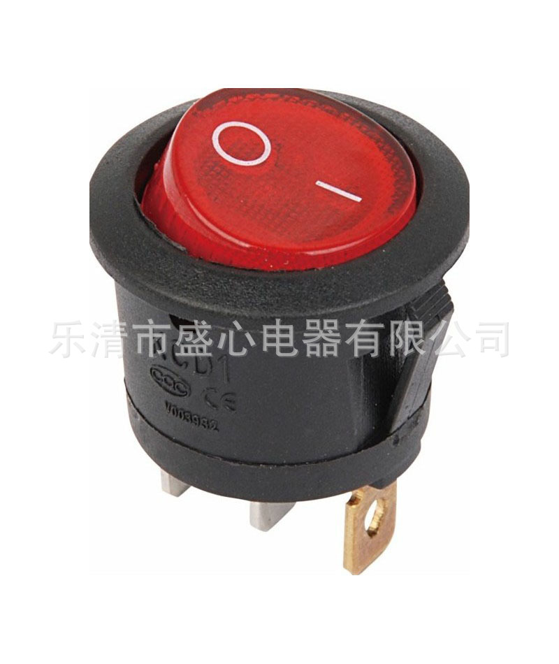 圆形船型开关KCD5-102 2档3脚 翘板按钮 6A 250V 电源开关 盛心