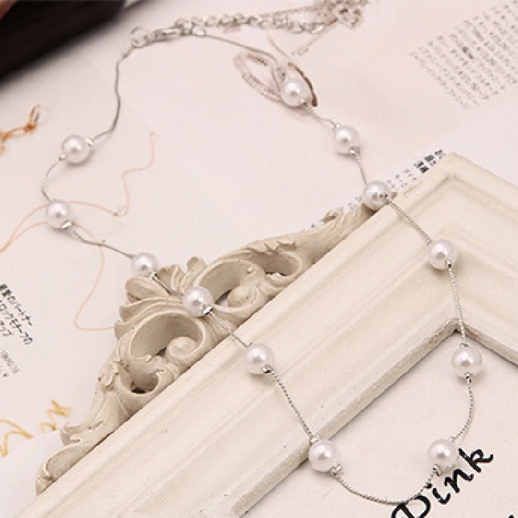 the republic of korea lady Pearl Necklace Like a breath of fresh air sweater chain Wild ladies section