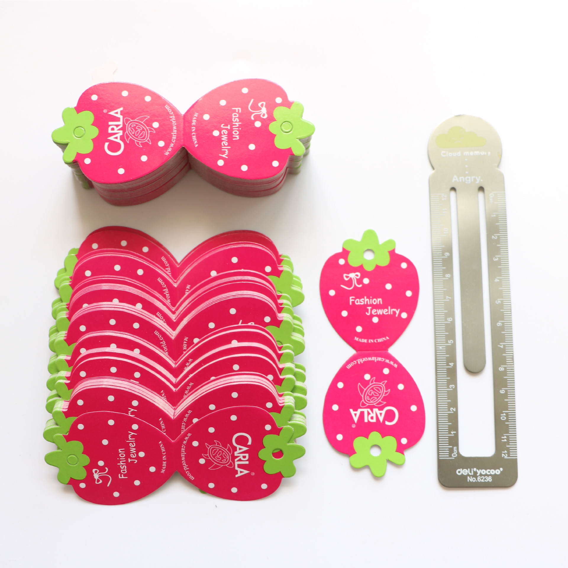 时尚饰品头绳项链彩色卡片包装专用手链纸卡批发草莓卡200张|ms