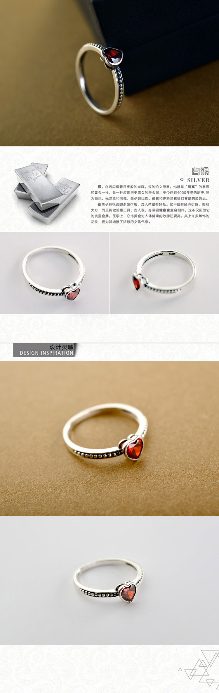 Korea style silver Inlaid gemstones Ring (Silver -19)NHLJ3375-Silver -19