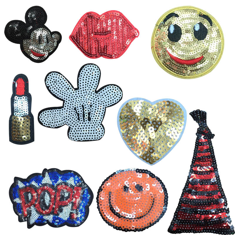 笑脸布贴 米奇亮片布贴 口红补丁贴 唇膏布贴小号章仔 牛仔裤辅料
