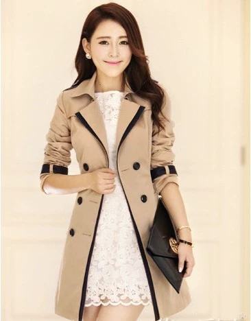 Весеннее trench coat, длинные рукава, длинная дизайнерская куртка, корейский стиль, с рукавом