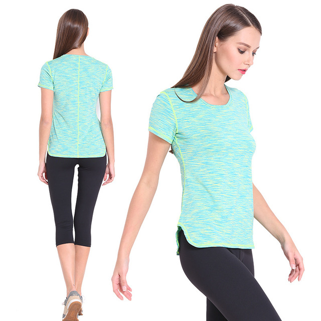 New Fashion Tight Short Sleeve T-shirt Yoga Clothes Brand Segment Dyed Short Sleeves Can Outside Wear T-shirts Wholesale