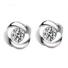 臻荣专柜镶钻耳钉925银旋转爱高档复古耳钉 女士款 畅销镀银饰品