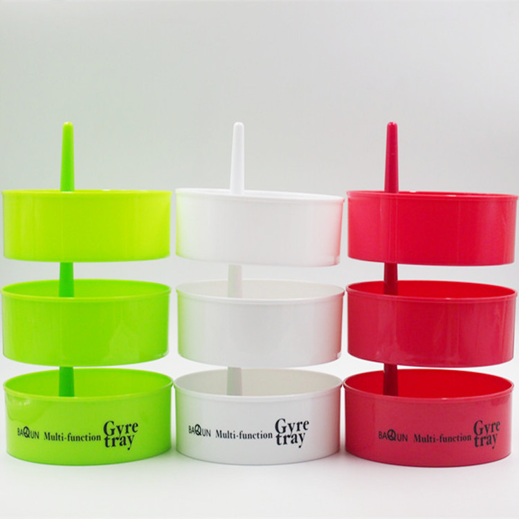 旋转盘 三层自由组合旋转收纳盘 办公室桌面整理收纳盒置物架