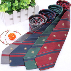 Japanese student JK silver crown striped tie, cute embroidered tie
