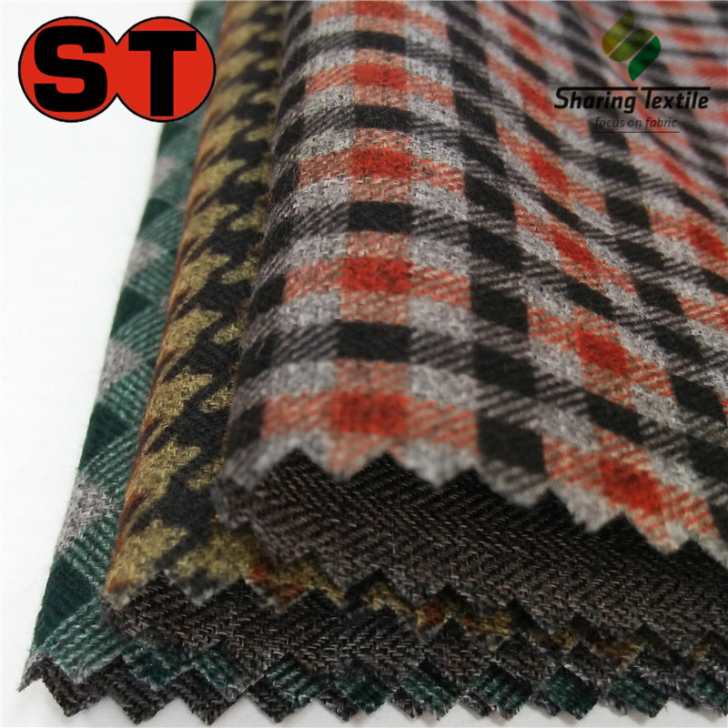 厂家直销格子仿羊绒拉毛布/格子呢仿羊绒面料/毛呢双色人字斜