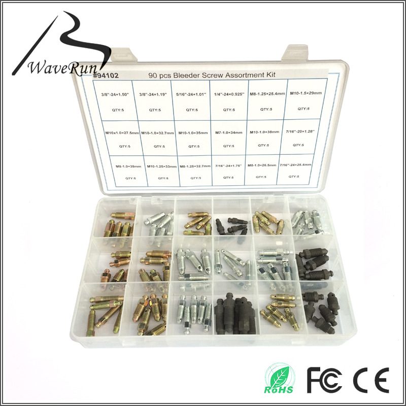  90 pcs Bleeder Screw Assortment Kit  放气螺丝套盒 