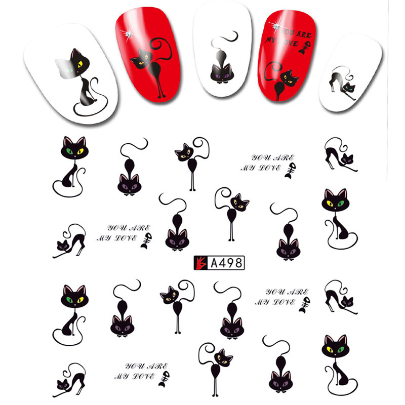 Creative A series nail stickers original design DIY kitten Barbie watermark mixed color nail stickers