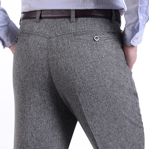Spring and summer lightweight casual pants for middle-aged men: loose-fit, straight-leg dress pants—ideal for older gentlemen; high-waisted men's wear—perfect for dads.