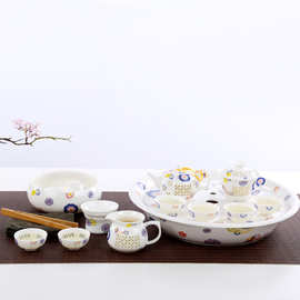 整套大盘青花玲珑茶具缕空功夫茶具套装陶瓷茶壶茶杯