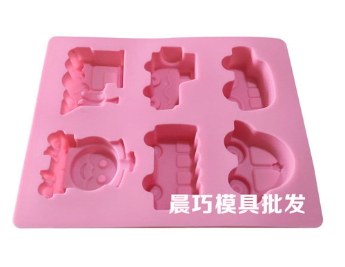Supply silicone cake mold, six-hole car mold, locomotive mold, cartoon soap mold