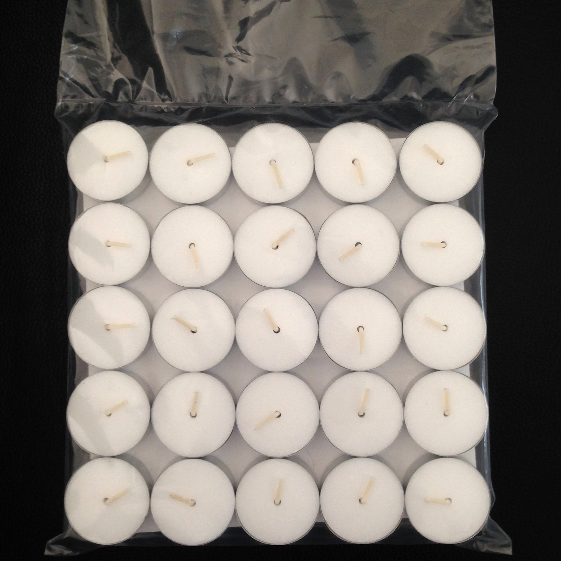 Candle factory in stock wholesale 50 pack burning 6 hours white paraffin aluminum shell tea wax aromatherapy pendulum figure boiled tea