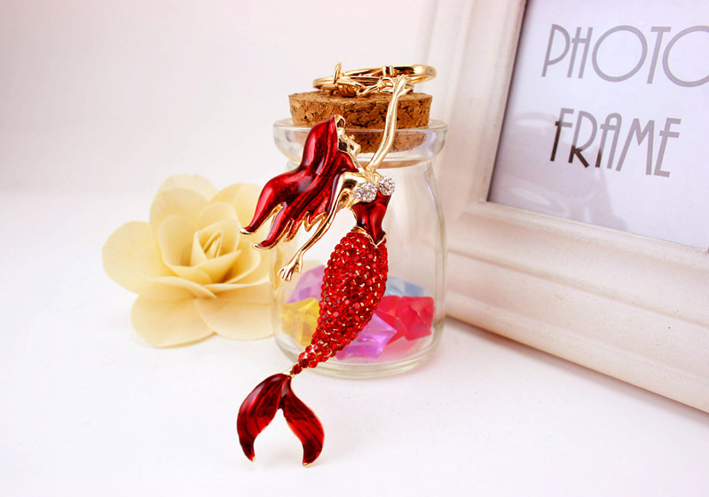 Korean Creative Cute Diamond Mermaid Rhinestone  Keychain display picture 4