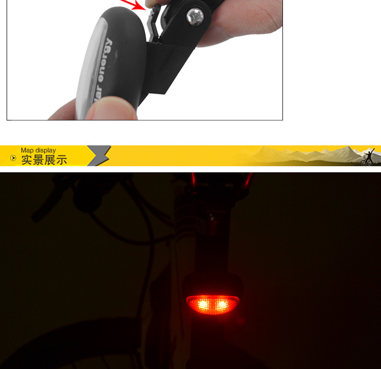 Flash Deal Bike Solar Energy Light Rechargeable LED Seatpost Lamp Bicycle Accessories Bike Back  Rear Tail Light Cycling Bicycle Reflector 11