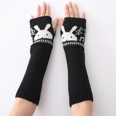 G-6 Rabbit Ear Fingerless Woolen Gloves Cross-Border New Arrival for Autumn/Winter Typing Warm and Fashionable Arm Sleeves for Men and Women Knitted Cuffs