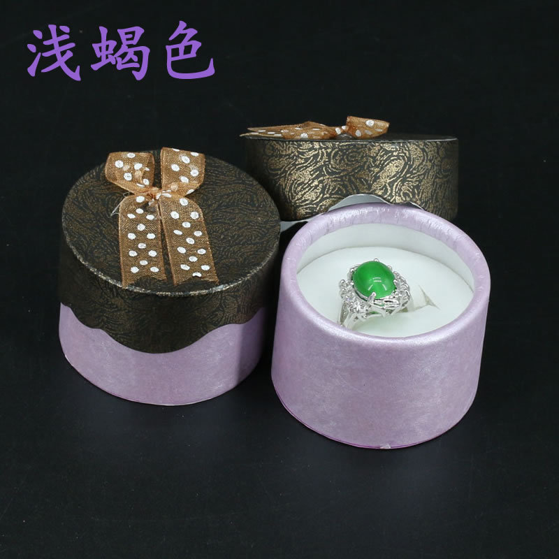 小圆形花边蝴蝶结戒指盒珠宝首饰礼品盒耳钉银饰品盒斑点蝴蝶花盒