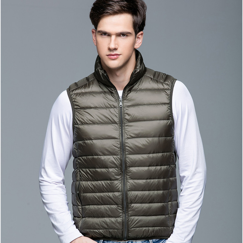2019秋冬輕薄羽絨馬甲男士背心輕薄款羽絨服馬夾修身立領大碼批發