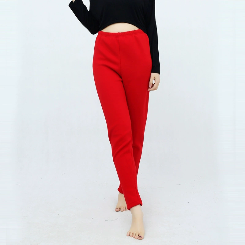 На флисовой подкладке толстое термобелье этого года красное с завышенной талией на резинке теплое плюс толстые плюс сайз женские брюки 200 кг жира