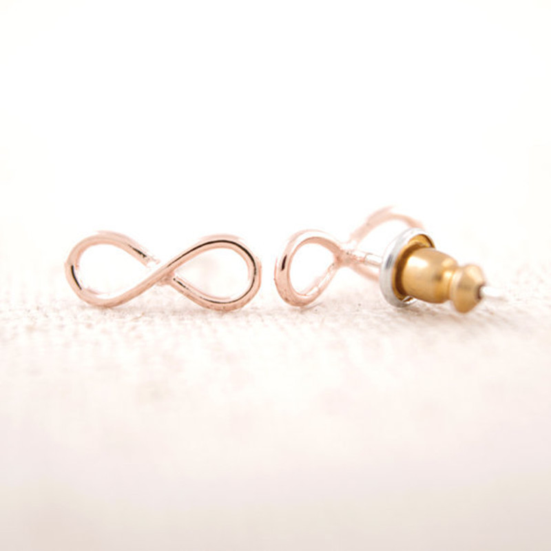 2g Weight New Fashion Alphanumeric Earrings Alloy Hollow Characters Gold And Silver Rose Ear Pins Wholesale