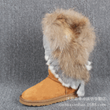 新款雪地靴5815超高筒女靴子現貨批發牛筋底牛皮保暖大碼狐狸毛鞋