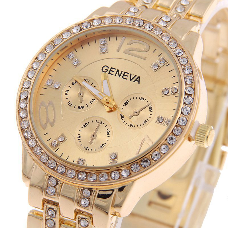 Diamond Ladies Watch Geneva Gold Men's W...