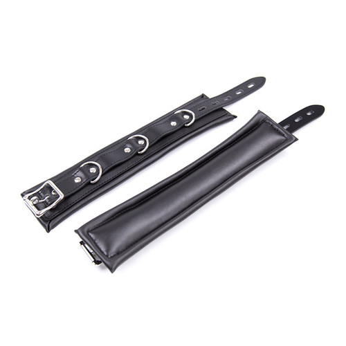 Bondage toy D buckle, fun hand and foot restraint, iron pipe, hand and foot binding, black sponge, 3-section removable lock handcuffs