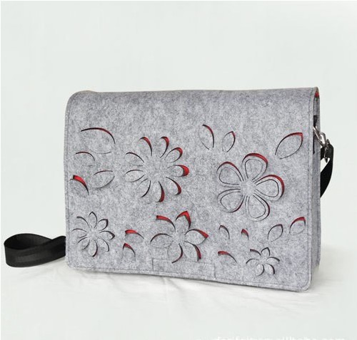 拼色 创意时尚镂空花男女式毛毡单肩包手提毛毡包支持定LOGO