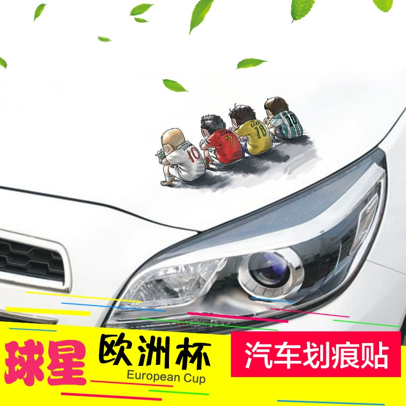 Производители автомобильных наклеек прозрачные трехмерные струйные Мультяшные забавные европейские Кубки Messi C Luo наклейки для тела