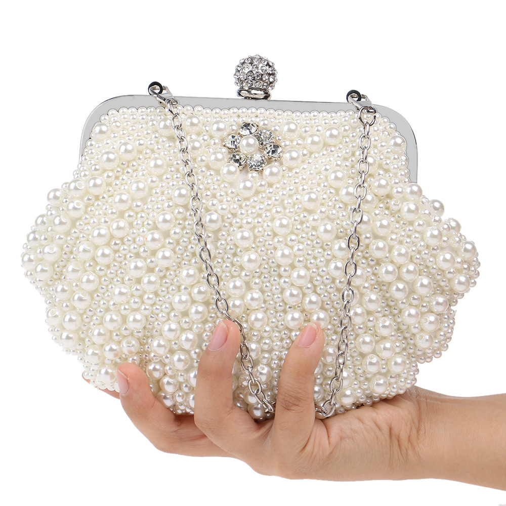 Hot Beaded Evening Bag Female Fashion Pearl Banquet Bag Evening Dress Handbag display picture 7