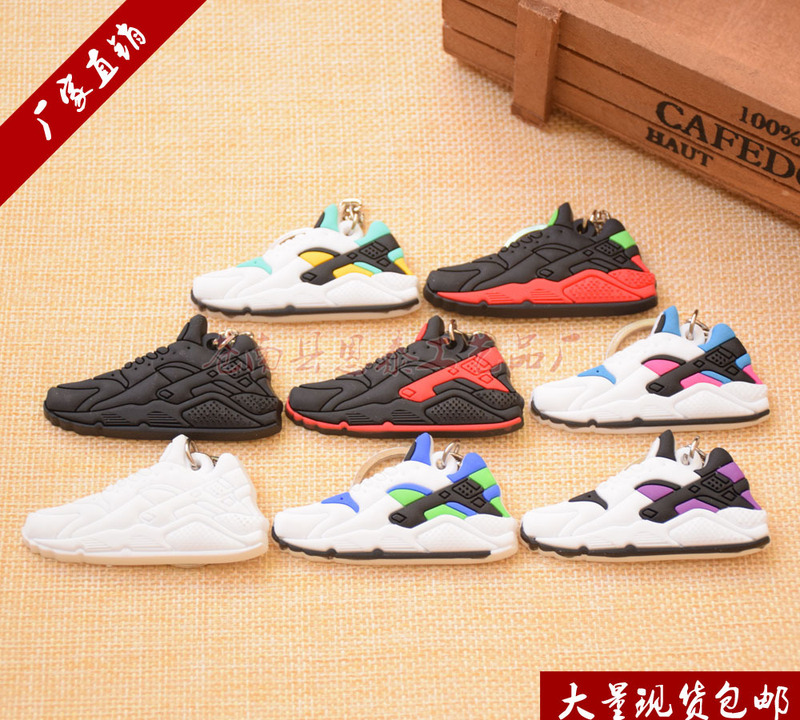 Quality assurance hot selling nike air huarache soft rubber shoe model keychain