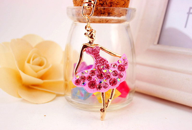34g Weight Bag Charms Bag Accessories Type Rhinestones Inlay Material Alloy Material Human Pattern Kuxi Ornament Alloy Rhinestone Ballet Girl Car Key Ring Women Bag Accessories Key Chain Small Gift 13