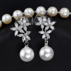 Fashionable elite zirconium from pearl, earrings, Korean style, flowered, wholesale