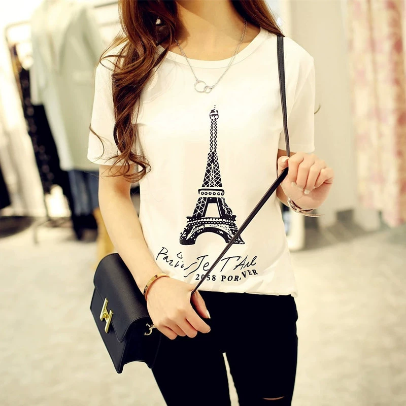 2022 новая буквенная простая футболка с круглым вырезом, женская футболка с коротким рукавом, топ с короткими рукавами оптом, поколение AliExpress