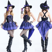 紫色短裙巫女角色扮演服裝Cosplay女裝Witch女巫萬聖節舞台表演服