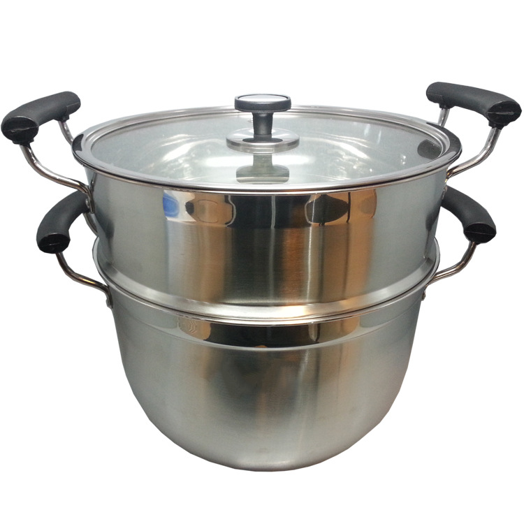 Manufacturer's stainless steel steamer with a double bottom, Korean-style two-layer steamer, steamer cage, household multi-functional export steamer detail image 2