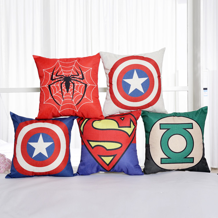 Superheroes series Cartoon pillow superman War Batman Captain America Pillowcase Cushion