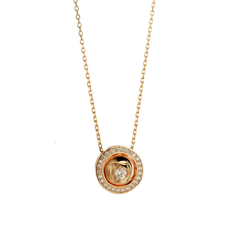 Europäischer Und Amerikanischer Stil Mode Geometrischer Anhänger Einfache Runde Halskette Galvanik Echtes Gold Zirkon Halskette Großhandel 62062 display picture 3