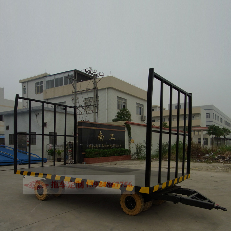 厂家直销护栏平板拖车 车间货物转运平板车 11吨全挂拖车