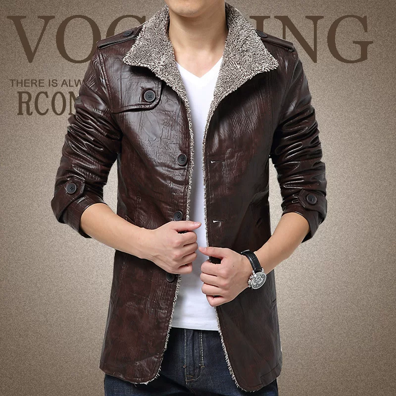 Long keep warm polyurethane jacket, plus size, slim fit