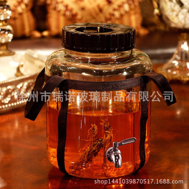 酿葡萄酒瓶无铅人参泡酒瓶带龙头 专利玻璃瓶酵素瓶子密封罐